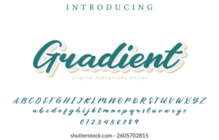 Gradient Font Stylish brush painted an uppercase vector letters, alphabet, typeface