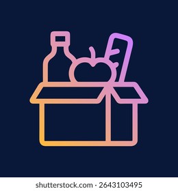 Gradient food hamper illustration on navy. Icon symbol illustration