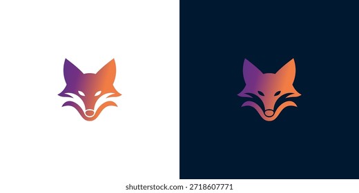Gradient Fox Logo Design - Minimalist Animal Icon with Abstract Artistic Flair
