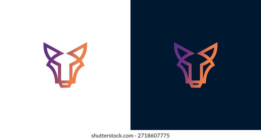 Gradient Fox Logo Design - Minimalistisches Tiersymbol mit abstraktem künstlerischem Flair