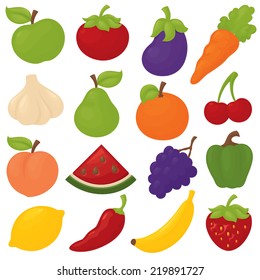 Various Fruits Vegetables Stock Vector (royalty Free) 73058755 