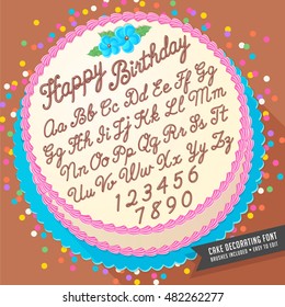 Gradient Free Vector Cake Decorator Icing Font With Birthday Cake 