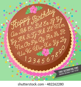 gradient free vector cake decorator icing font with birthday cake 