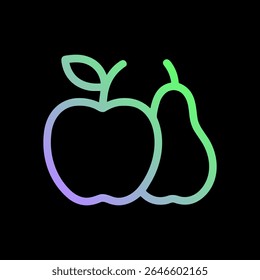 Gradient fruit icons apple and pear. Icon Symbol Illustration