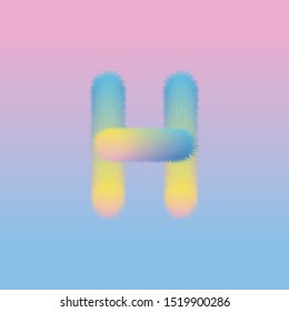 Gradient Fur Letter H, Alphabet Fluffy Font Fur Texture Gradient