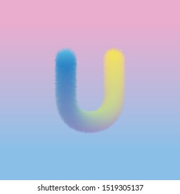 Gradient Fur Letter U, Alphabet Fluffy Font Fur Texture Gradient
