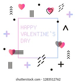 Gradient futuristic Valentine`s Day. Trendy background for flyer, poster, presentation, textile, wrapping paper, fashion fabric, brochure. Valentine`s Day gift card background.