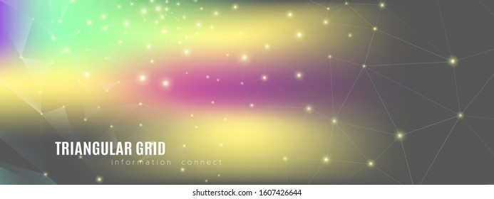 Gradient Futuristic Wallpaper. Technology Network. Big Data Visualization. Light Triangular Abstract. Colorful 3d Digital Connection. Technology Concept. Triangles Poster. 3d Digital Architecture.