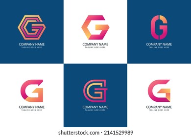 conjunto de colecciones de logotipos de letras de gradiente g