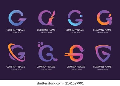 gradient g letter logo collection set
