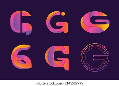 gradient g letter logo collection set
