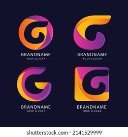 gradient g letter logo collection set