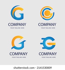 conjunto de colecciones de logotipos de letras de gradiente g