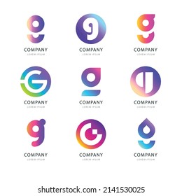 gradient g letter logo collection set