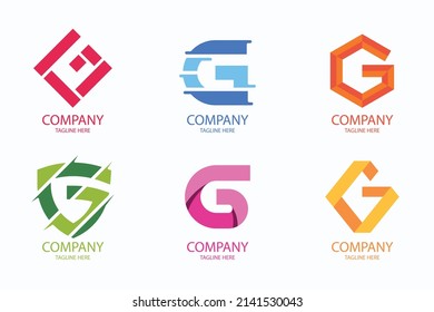 conjunto de colecciones de logotipos de letras de gradiente g