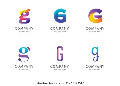 gradient g letter logo collection set