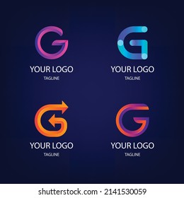 conjunto de colecciones de logotipos de letras de gradiente g