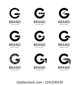 gradient g letter logo collection set