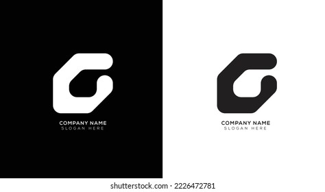 Gradient g logo design with black and white