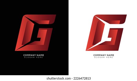 Gradient g logo design with black and white