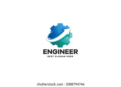 Logotipo de flecha de ángulo degradado para el sector de servicios