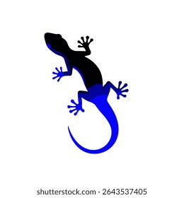 Gradient gecko climbing up on simple white background graphic