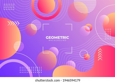 Gradient Geometric Background Purple and Orange with Circle and Lines Combination