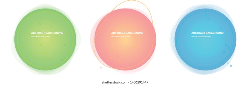 Gradient Geometric Banners with Flowing Billowy Shapes. Dynamic Stain Design for Logo, Flyers or Presentstion. Abstract Vector Background in Pear, Lima, Saffron-Mango, Froly, Java, Blue colors.