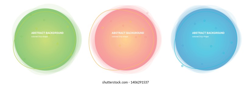 Gradient Geometric Banners with Flowing Drip Shapes. Dynamic Spatter Design for Logo, Flyers or Presentstion. Abstract Vector Background in Pear, Lima, Saffron-Mango, Froly, Java, Curious-Blue colors.