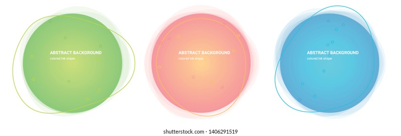 Gradient Geometric Banners with Flowing Ink Shapes. Dynamic Bubble Design for Logo, Flyers or Presentstion. Abstract Vector Background in Pear, Lima, Saffron-Mango, Froly, Java, Curious-Blue colors.