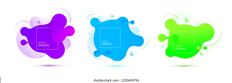 Gradient geometric banners with flowing liquid shapes. Dynamic Fluid design for logo, flyers or presentstion. Abstract vector illustration.