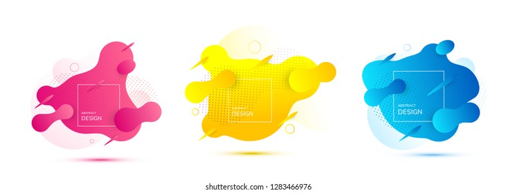 Gradient geometric banners with flowing liquid shapes. Dynamic Fluid design. Abstract vector background.