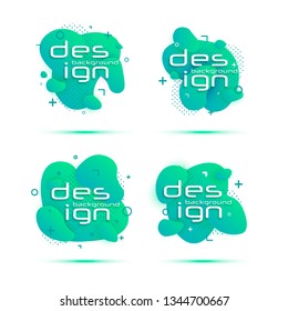 Gradient geometric banners with flowing liquid shapes. Trendy banner design with place for text. Abstract vector background. 3D style shapes.