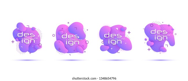 Gradient geometric banners with flowing liquid shapes. Trendy banner design with place for text. Abstract vector background. 3D style shapes.