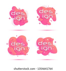 Gradient geometric banners with flowing liquid shapes. Trendy banner design with place for text. Abstract vector background. 3D style shapes.
