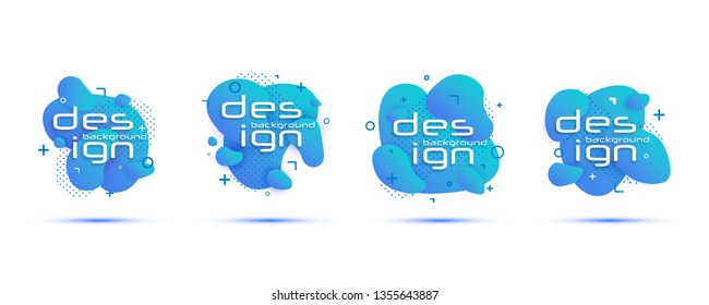 Gradient geometric banners with flowing liquid shapes. Trendy banner design with place for text. Abstract vector background. 3D style shapes.