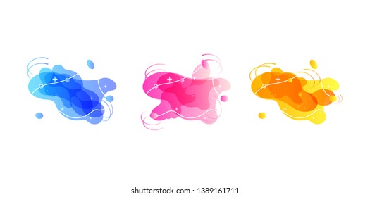 Gradient geometric banners with flowing liquid shapes. Dynamic Fluid design for logo, flyers or presentstion. Abstract vector background
