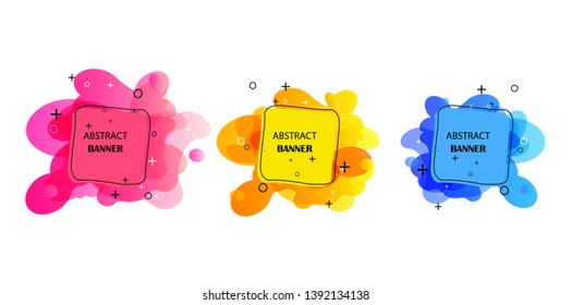 Gradient geometric banners with flowing liquid shapes. Dynamic Fluid design for logo, flyers or presentstion. Abstract vector background