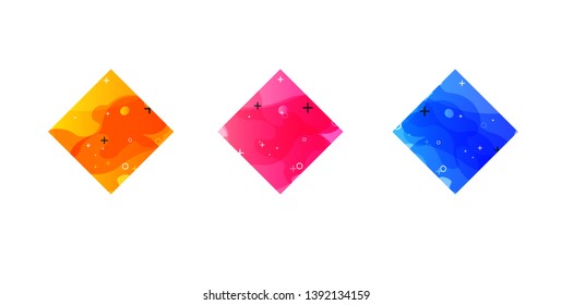 Gradient geometric banners with flowing liquid shapes. Dynamic Fluid design for logo, flyers or presentstion. Abstract vector background