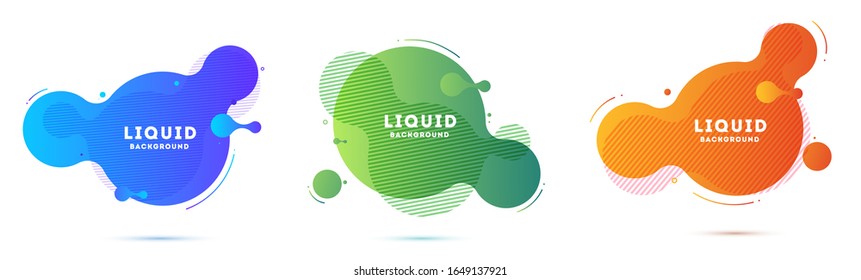 Gradient geometric banners with flowing liquid shapes. Dynamic Fluid design for logo, flyers or presentstion. Abstract vector background
