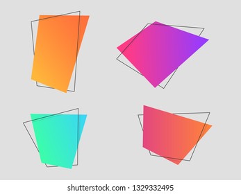 Gradient geometric banners set . Trendy flat geometric  banners .