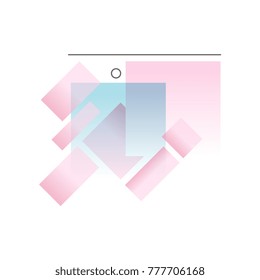 Gradient geometric forms in pastel colors, abstract design for label, presentation, poster, banner or card, modern decoration shapes and figures vector Illustration
