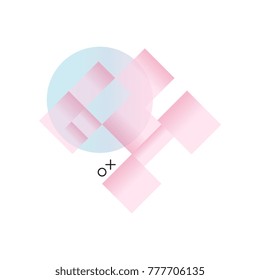 Gradient geometric forms, trendy colorful abstract geometric objects, design for label, presentation, poster, banner or card, modern decoration shapes and figures vector Illustration