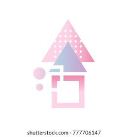 Gradient geometric forms, trendy colorful abstract objects, design for label, presentation, poster, banner or card, modern decoration shapes and figures vector Illustration