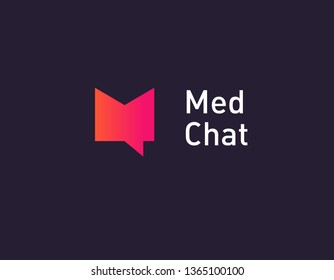 Gradient geometric logo icon letter M medical chat