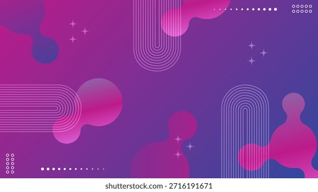 Gradiente geométrico moderno púrpura Memphis y fondo de la forma. Ilustración vectorial