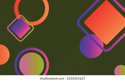 Gradient geometric on dark green background. Simple template for your design.
