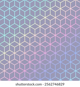 Gradient geometric pattern with cubes in pastel colors. Modern, minimalistic, and perfect for backgrounds, wallpapers, or digital designs. Vector illustration