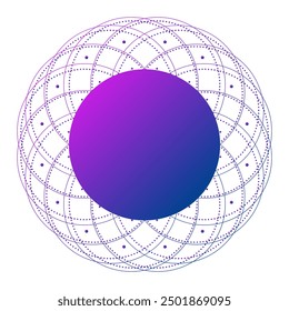 Gradient Geometric Purple And Blue Mandala Frame Isolated On White Background. Decoration. Vector Illustration. Technology