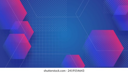 Gradient geometric shapes background with  hexagons vector design in eps 10